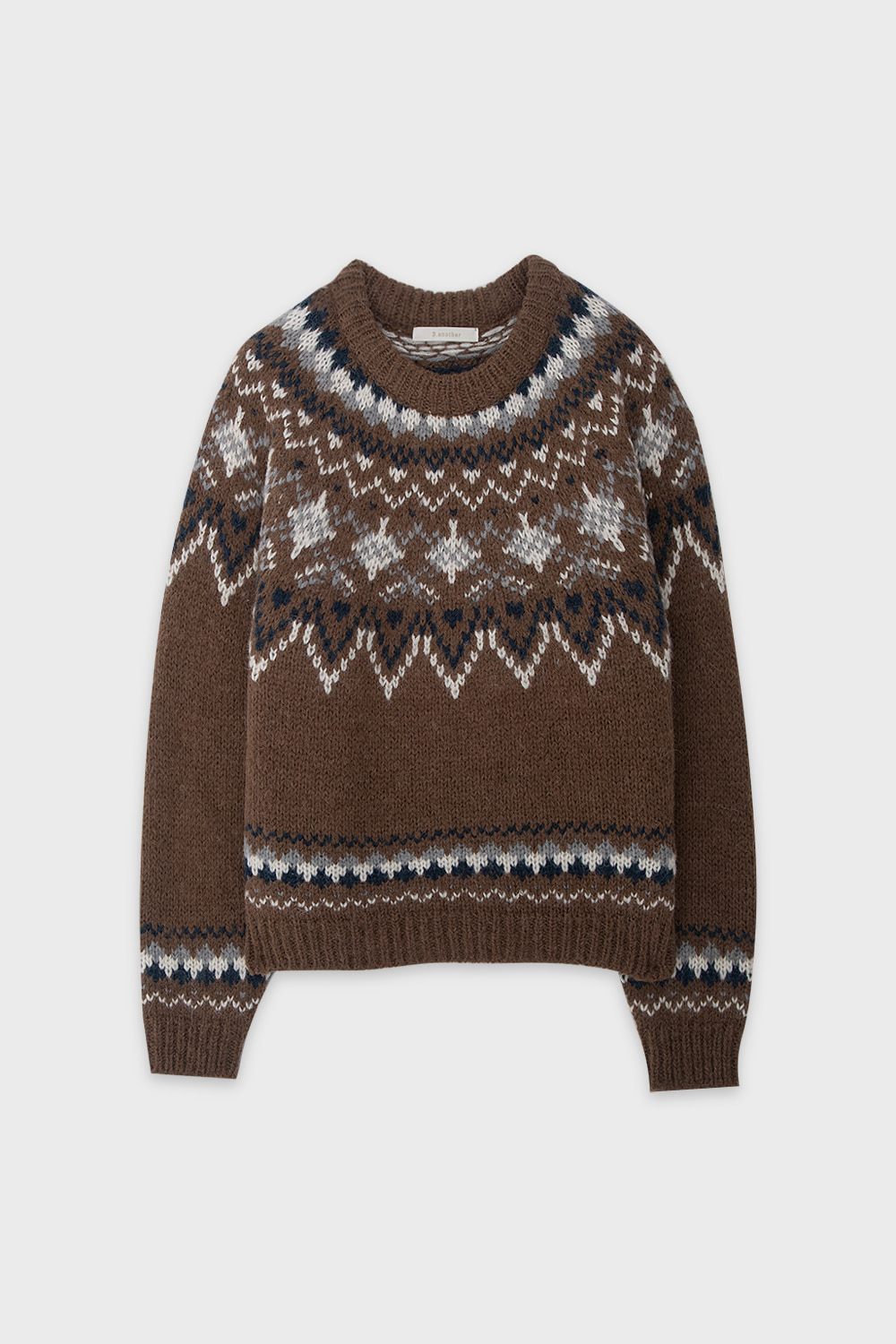 Alpaca Pattern Sweater Brown