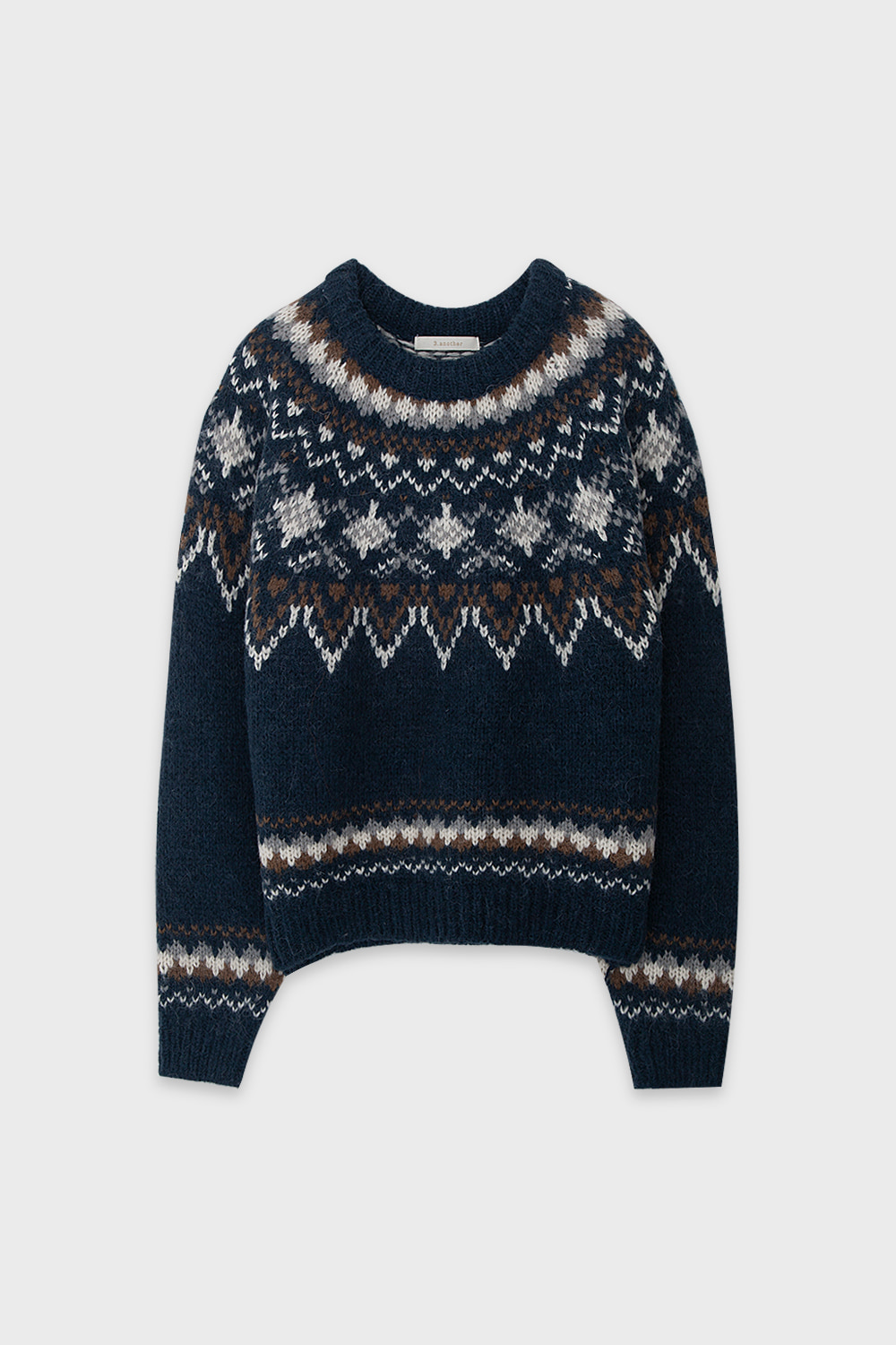Alpaca Pattern Sweater Navy
