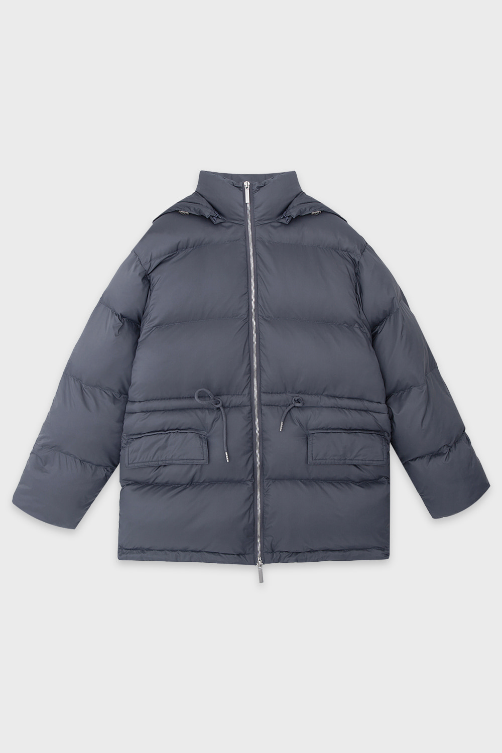 Quilted Down Hooded Coat Blue