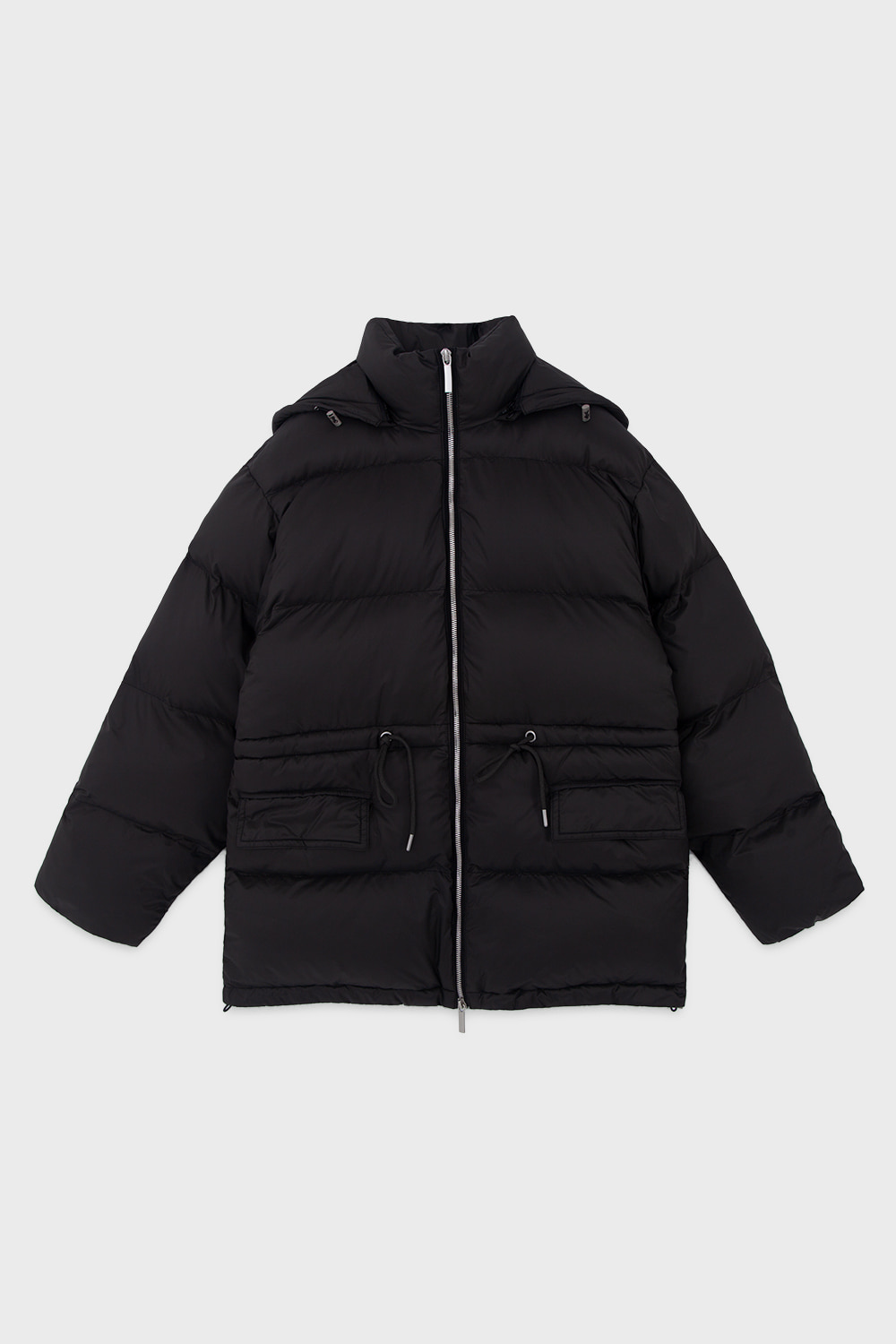 Quilted Down Hooded Coat Charcoal